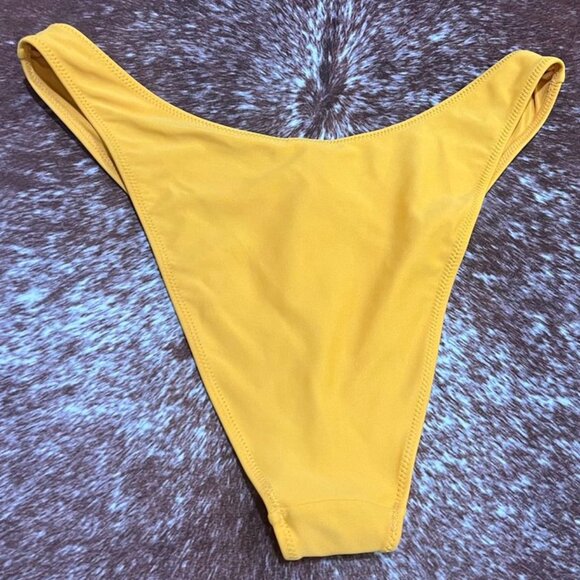 Forever 21 High Cut Cheeky Bikini Bottom Mustard Yellow L - Picture 3 of 10
